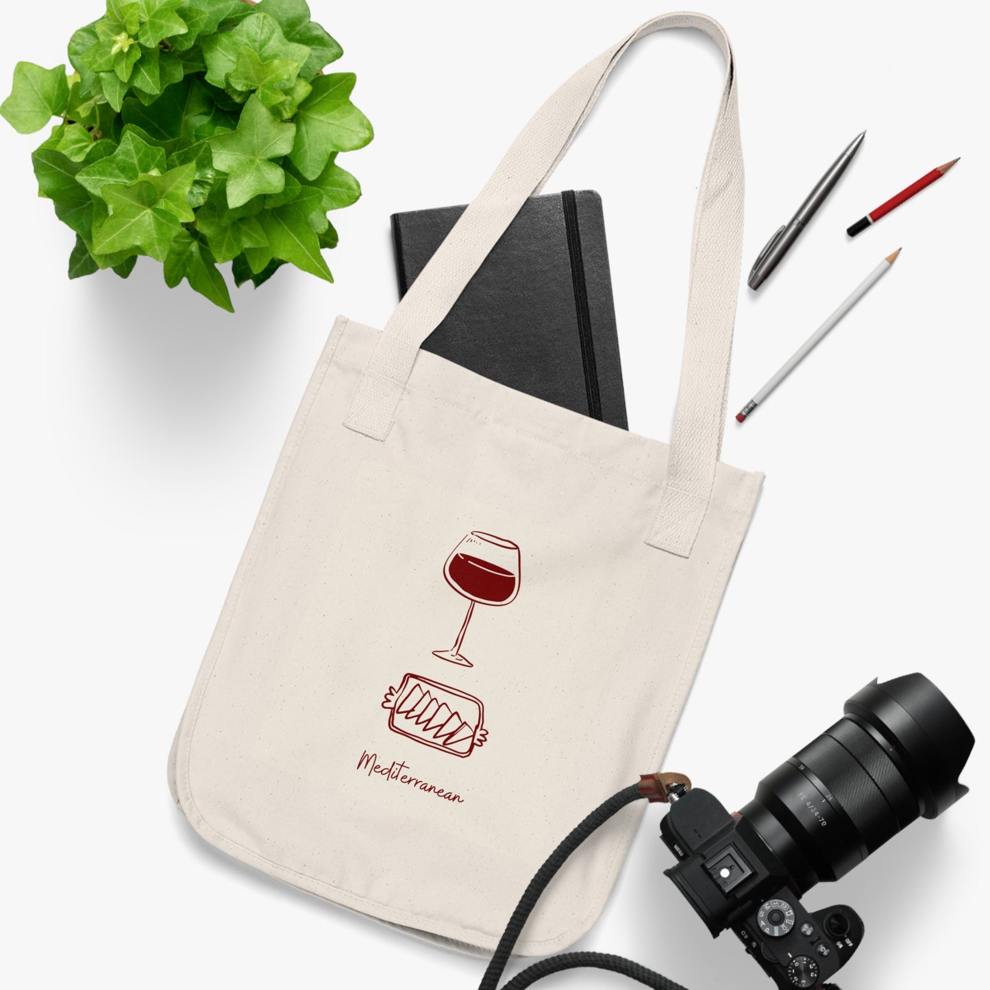 Mediterranean Wine Lover's Tote Bag, Eco-Friendly Shopping, Gift for Foodies, Reusable Beach Bag, Sustainable Grocery Tote